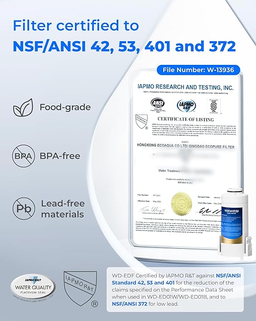 Waterdrop Electric Water Filter Pitcher, Reduce 99.6% of Lead and 45+ Impurities, 200-Gallon Rechargeable Water Dispenser, Instant 15-Cup Countertop System, NSF/ANSI 401&53&42&372, Light Blue