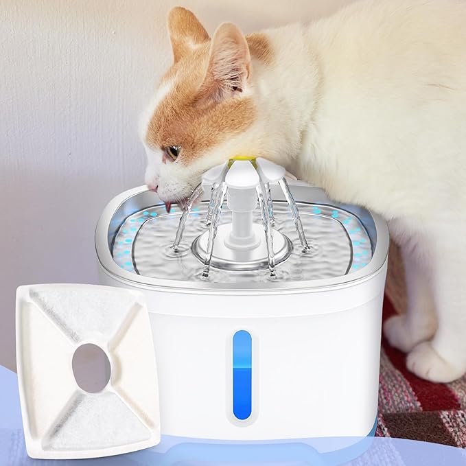 20 Pcs Cat Water Fountain Filters - Pet Water Fountain Filters 3 Triple Filters Replacement with Lonic Resin and Activated Carbon for Square 84oz/2.5L Automatic Pet Fountain Cat Water Fountain