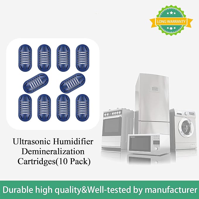 Techecook 10Pack Demineralization Cartridge Fit for HoMedics Ultrasonic Humidifier Demineralization Cartridge Filter UHE-HDC4, Eliminate White Mist|Prevent Hard Water Build-Up|Filter Mineral Deposits