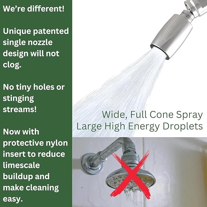 High Sierra Showerheads® - CLASSIC™ Solid Metal 1.5 GPM Award Winning, Low Flow Shower Head, Patented Nozzle Never Clogs - Polished Chrome Finish