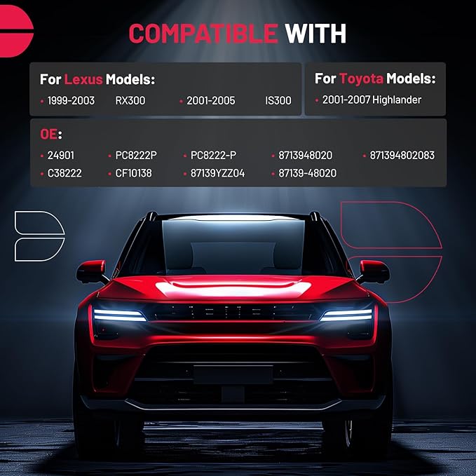 BDFHYK CF10138 Cabin Air Filter w/Activated Carbon Compatible with Toyota 2001-2007 Highlander, Compatible with Lexus 2001-2005 IS300, 1999-2003 RX300