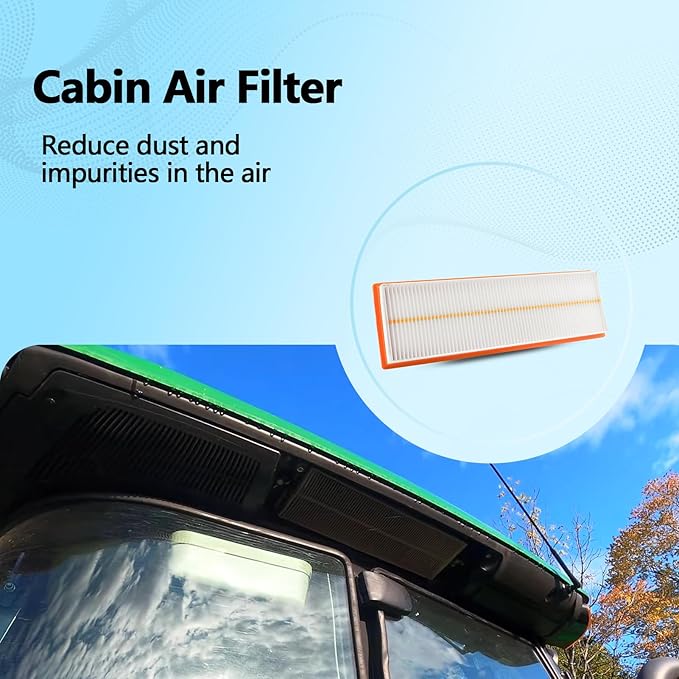 RE198488 Cabin Air Filter 4PCS Compatible with John Deere Tractor 5525 5320 5325 5420 5425 5520 5525 5603 5625 5725 6100D 6110D 6115D 6125D 6130D 6140D 6403 6603 Replaces PA30086 WP10160 RE73220