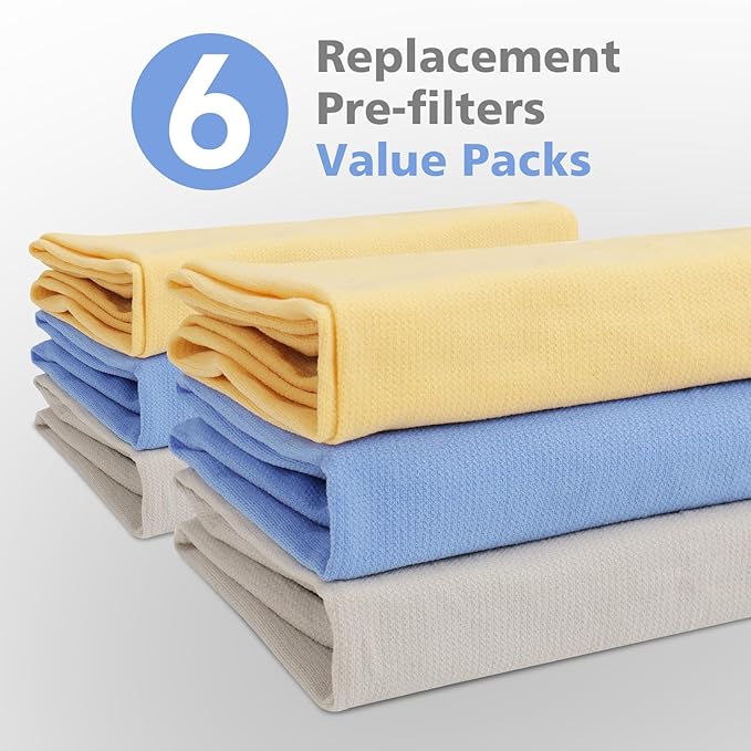 3 Packs 411 Replacement Filter Compatible with Blue Pure 411, 411+, 411 Auto & Mini with 3pcs Outer Cloth Pre-Filter Cover