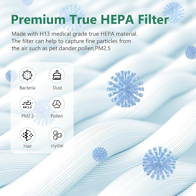 HAP603 Replacement Filter Compatible with ECOSELF HAP603 Air Cleaner Purifier, 3-in-1 HAP-603 Replacement Filter, 2 Packs, Blue