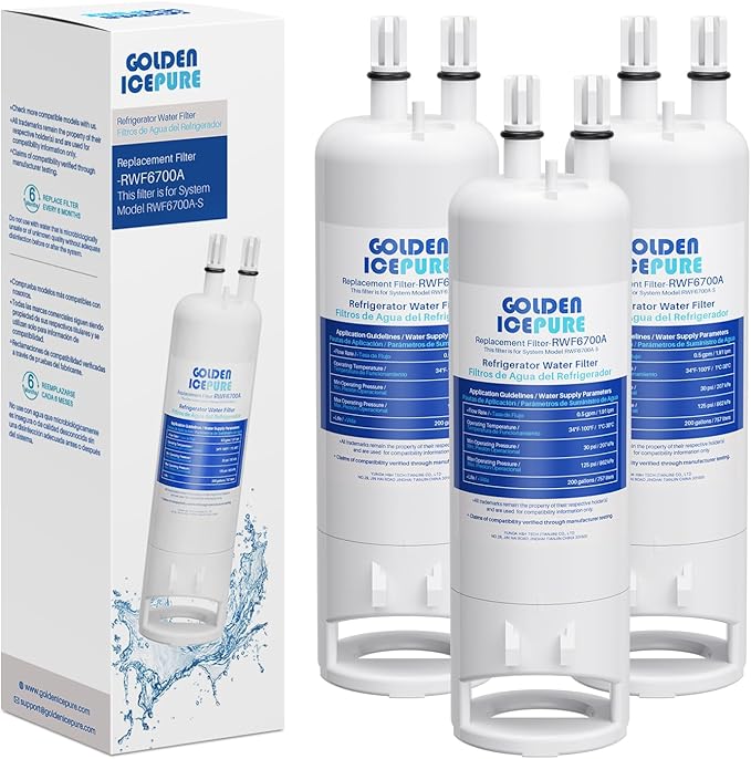GOLDEN ICEPURE EDR1RXD1 Replacement for Everydrop® Filter 1, W10295370A, EDR1RXD1B, P8RFWB2L, P4RFWB, Kenmore® 46-9081, 46-9930, RWF6700A Refrigerator Water Filter 3PACK