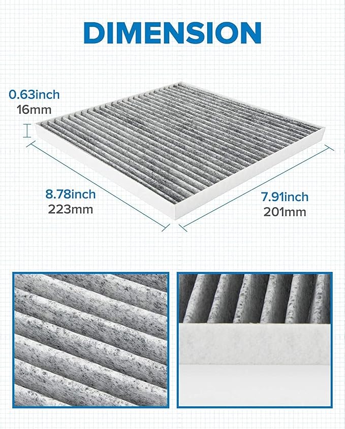 PHILTOP Cabin Air Filter, Replacement for CF10709, Accent, Tucson, Genesis Coupe, Rio, Forte Cabin Filter, Easy Installation