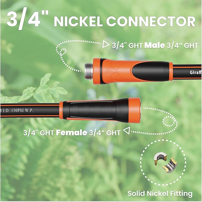 Giraffe Tools Garden Leader Hose 5/8 inch x 5ft, Short Water Hose Heavy Duty, Flexible, Lightweight Hybrid Hose with Swivel Handle, Male to Female Fittings