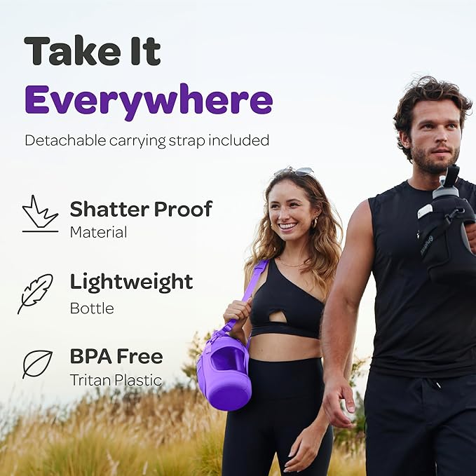 Hydracy Water Bottle with Time Marker -Large BPA Free Water Bottle & No Sweat Sleeve -Leak Proof Gym Bottle with Fruit Infuser Strainer & Times to Drink -Ideal for Fitness Sports & Outdoors