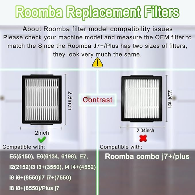 Replacement Parts for iRobot Roomba i7 i7+ i3 i3+ i4 i4+ i6 i6+ i8 i8+ E5 E6 E7 &J7 J7+ Vacuum Cleaner, 2 Set Rubber Brushes, 8 HEPA Filters, 8 Side Brushes, 1 Clean Brush, 1 Screwdriver, 22 Pack