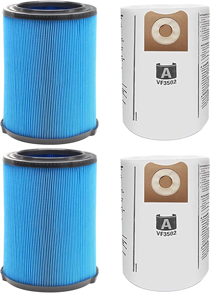 VF5000 3-Layer Pleated Paper Vacuum Filter for RIDGID 5-20 Gallon Vacuums, VF3502 Replacement Vacuum Bags Compatible with Ridgid Wet/Dry Vacuum 12-16 Gallon