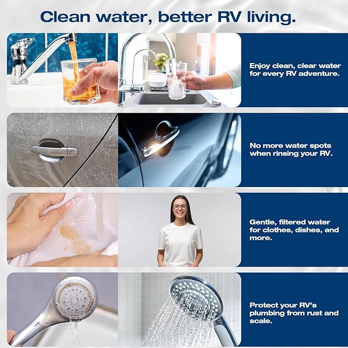 H&G Lifestyles RV Water Filter to Remove Iron from Well Water, RV Water Softener, Chlorine Heavy Metal Removal Improve Water Taste, Filtration System for RV Campers