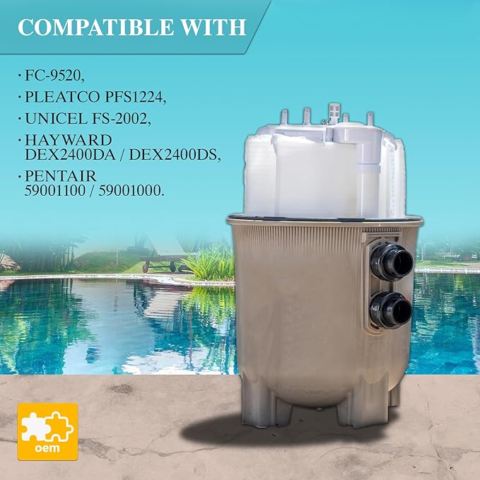 FG-1002 DE Grid Filter Compatible with FC-9520, PFS1224, FS-2002, DEX2400DA, DEX2400DS, 59001100, 59001000, 24 Sq.Ft DE Grid Swimming Pool Filter Cartridge, 7 Full + 1 Partial