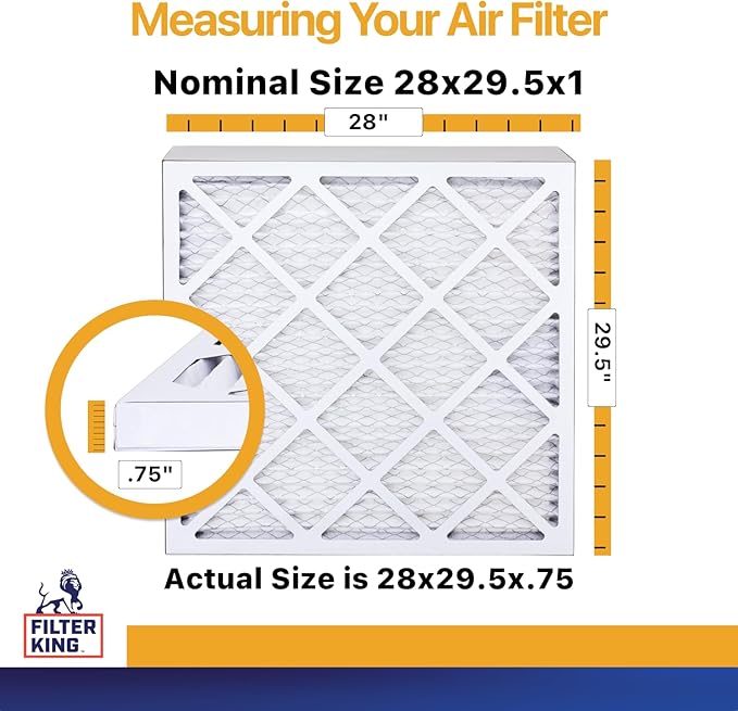 Filter King 28x29.5x1 Air Filter | 12-PACK | MERV 13 HVAC Pleated A/C Furnace Filters | MADE IN USA | Actual Size: 28 x 29.5 x .75"
