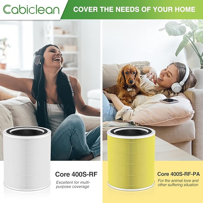 Cabiclean Core 400S Pet Care Replacement Filter for LEVOIT Core 400S Smart WiFi Air Purifier, 3-in-1 H13 True HEPA, High-Efficiency Activated Carbon, Compared to Part # Core 400s-RF-PA, 2 Pack