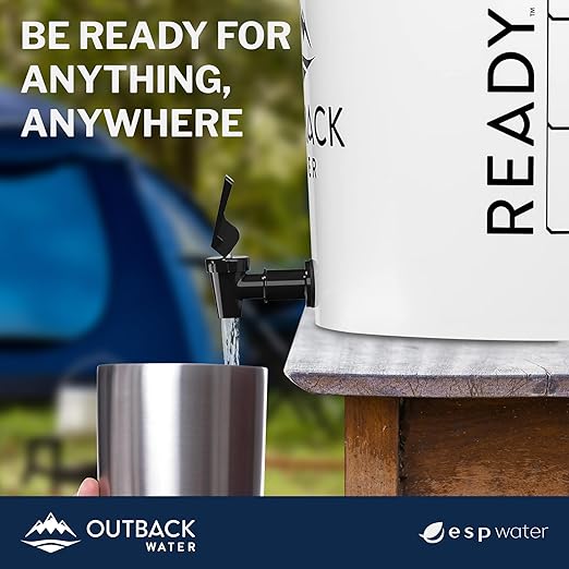 Outback Water Emergency Drinking Water Filter System with Extra Filter Replacement Kit - Gravity Fed Bucket Water Filtration for Survival, Off-Grid, Disaster Preparedness, Travel, Camping, Bug Out Kit