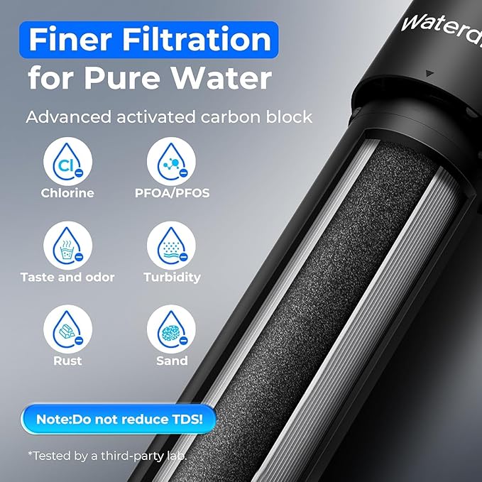 Waterdrop UA-5Y 𝟓 𝐘𝐞𝐚𝐫𝐬 Under Sink Water Filter System, Ultra Long Life, Reduces Lead, Chlorine, Bad Taste & Odor, Water Filter for Sink Faucet Direct Connect to Kitchen Faucet, USA Tech