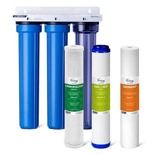 iSpring Heavy Metals Whole House Water Filter System, Reduces Lead, Chloramine, PFAS, Chlorine, Sediments, 3-Stage Whole House Water Filtration System, 3/4" Inlet/Outlet, Model: WCB32C-KS