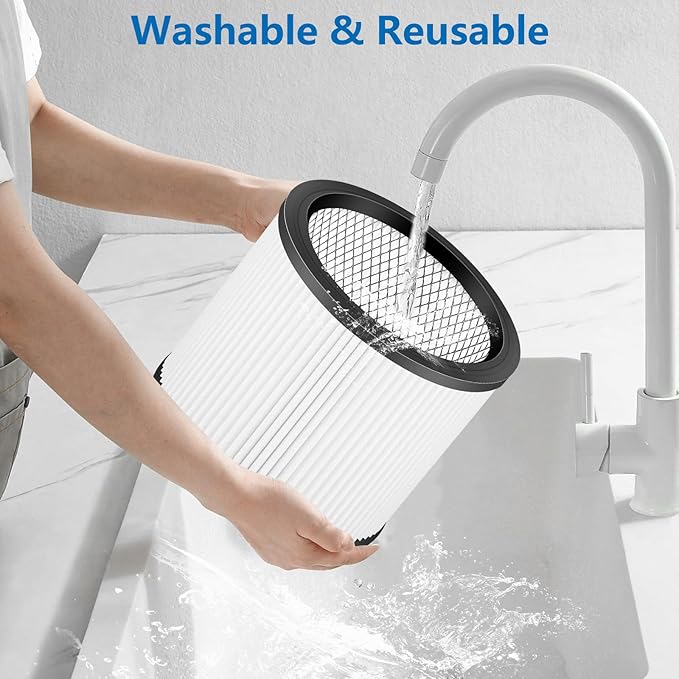 90304 Vacuum Filter Replacement Parts Compatible with Shop Vac 90304 90350 90333, Fits Most 5 Gallon Up Wet Dry Vacuum Cleaner. Part # 90304, 90585 (2PCS)