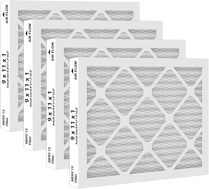 9 x 11 x 1 MERV 13 Replacement Dehumidifier Filter Compatible with Santa Fe Compact70, Ultra70, Element, Compact2, UA 65H Dehumidifier Models, 4 Packs