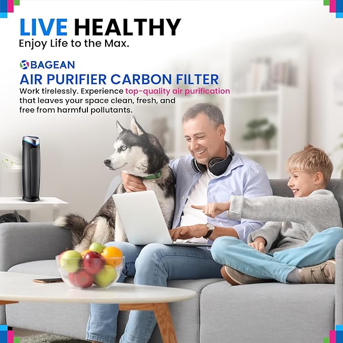 Bagean Activated Carbon Pre Filter Replacement for Air Purifier - Fits Gem Guardian FLT4825 Filter B - Compatible with GermGuardian AC4900 AC4825 AC4300 - Absorbs Odor and Freshens the Air (2-Pack)