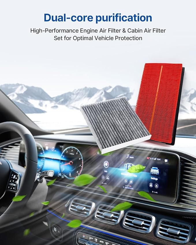 Engine & Cabin Air Filter Fits ES300h, UX200, AVALON, CAMRY, C-HR, COROLLA, COROLLA CROSS, HIGHLANDER, RAV4, SIENNA, VENZA, Replacement for CF12157 CA12289
