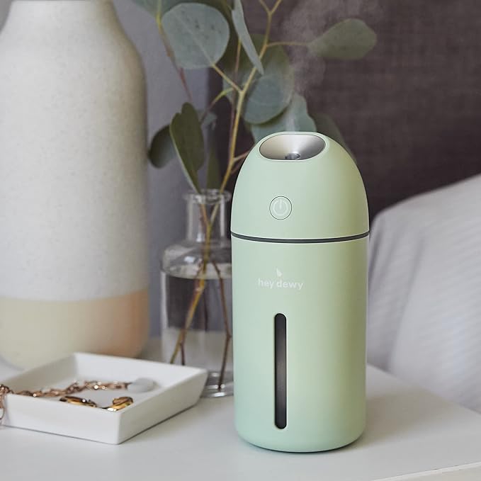Hey Dewy Wireless, Rechargeable, Self-Care, Skin-Nourishing, Hydrating, Portable Cool Mist Humidifier (Sage)