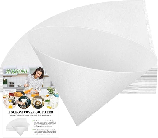 10" Fryer Oil Filter 25pcs Non Woven Cooking Oil Filter Grease Filters for Deep Fryer Maple Syrup Filter Cones White Beeswax Filters for Hotels Restaurants Cafes Food Trucks Kitchens