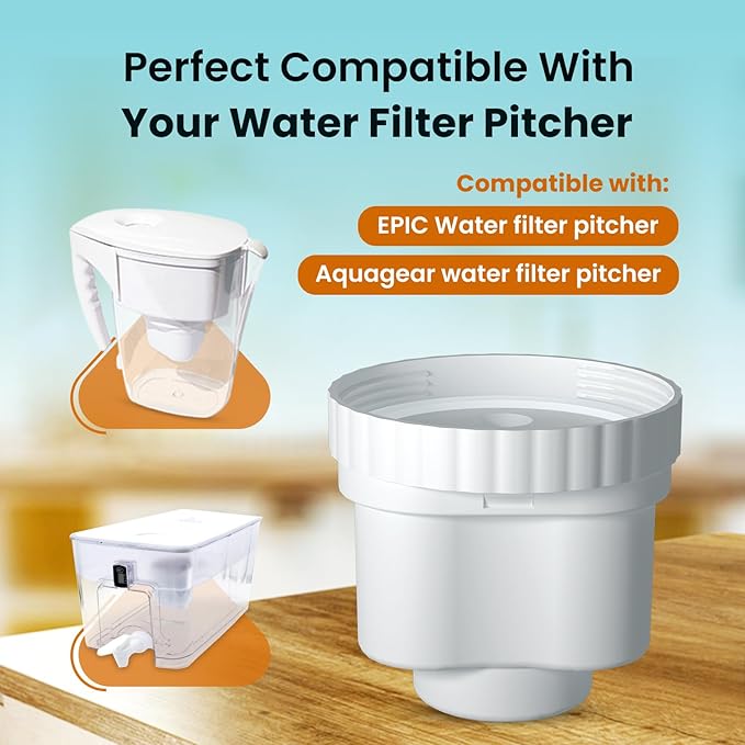ICEPURE JFC011 Replacement for EPIC Water Filter Pitcher, Compatible with Epic Pure, Aquagear, Seychelle Water Pitcher or Dispenser, 2PACK
