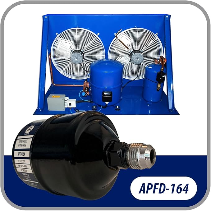Appli Parts APFD-164 1/2 in Liquid Line Refrigerant AC Filter Drier hvac Refrigeration 164 SAE Flare connection universal unidirectional 7in long 3in wide