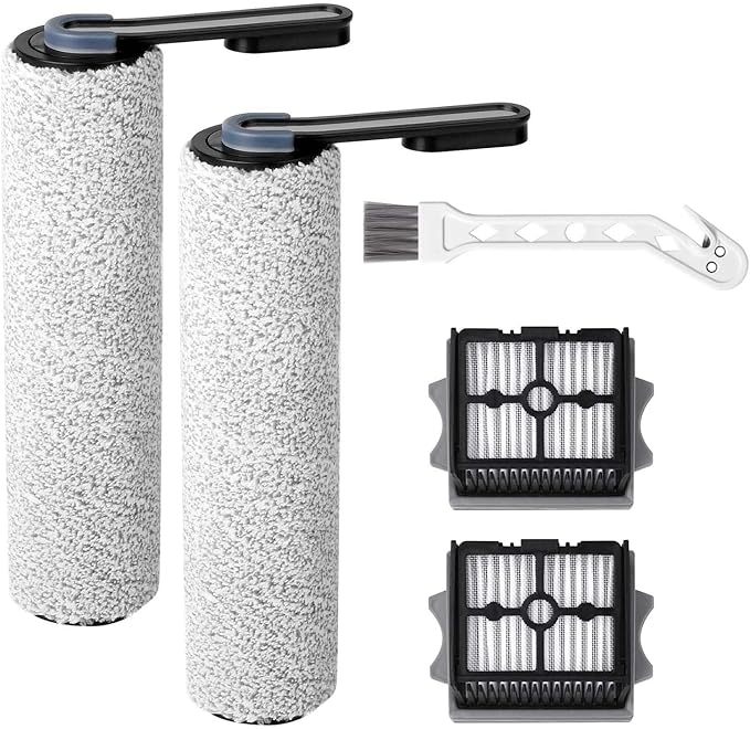 Only Floor ONE S5Combo Roller Brush Replacement and Vacuum Filter Kit Compatible with Tineco Floor ONE S5Combo Smart Wet Dry Vacuum Replacement Parts,2 Roller Brushes,2 HEPA Filters,1 Cleaner Brush