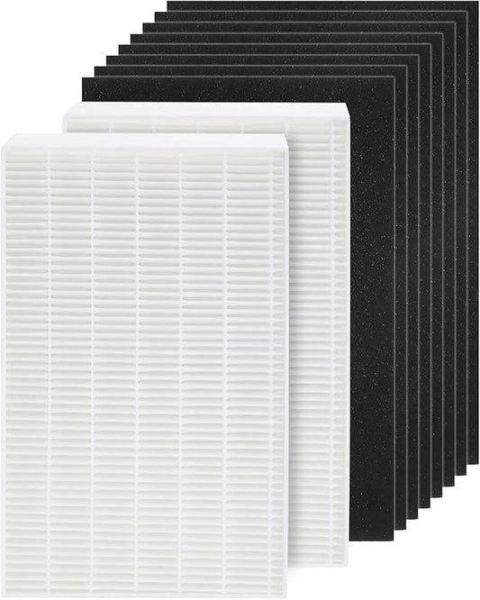 HPA100 HEPA Filter Replacement HRF-ARVP100 for Honeywell HPA100 Series Air Purifier, HPA094, HPA104, HPA105 HPA3100, HPA5100 Series, 2 HEPA R and 8 Precut Carbon Pre-Filters A
