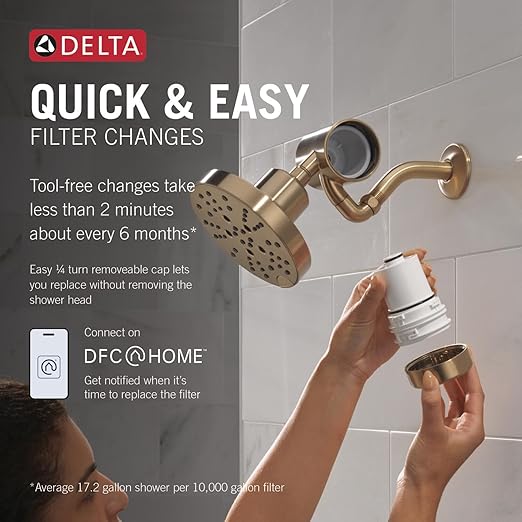 Delta Faucet Clarifi Premium Shower Filter Attachment Gold with Additional Filter Cartridge