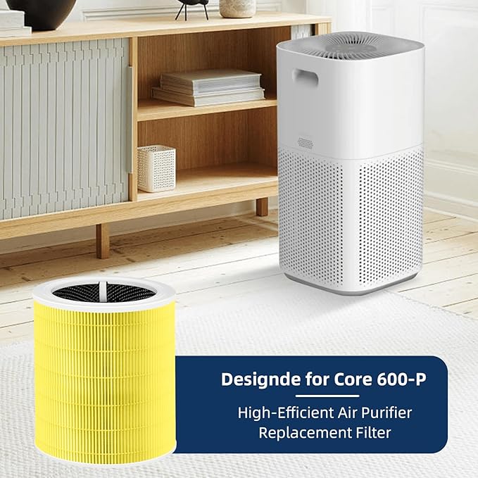 Core 600S Pet Care Replacement Filter for LEVOIT Core 600S & Core 600S-P Air Purifier, 3-in-1 H13 True HEPA with Activated Carbon Filter for Home Large Room,Core 600S-RF,2 Pack,Yellow