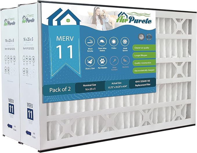 General Aire 4541, 259112-105 Replacement Filter | AirPurete AP-GA16255 | Actual size: 15.75" x 24.25" x 4.94" (16" x 25" x 5") | 15 3/4 x 25 1/4 x 4 15/16 | Pack of 2