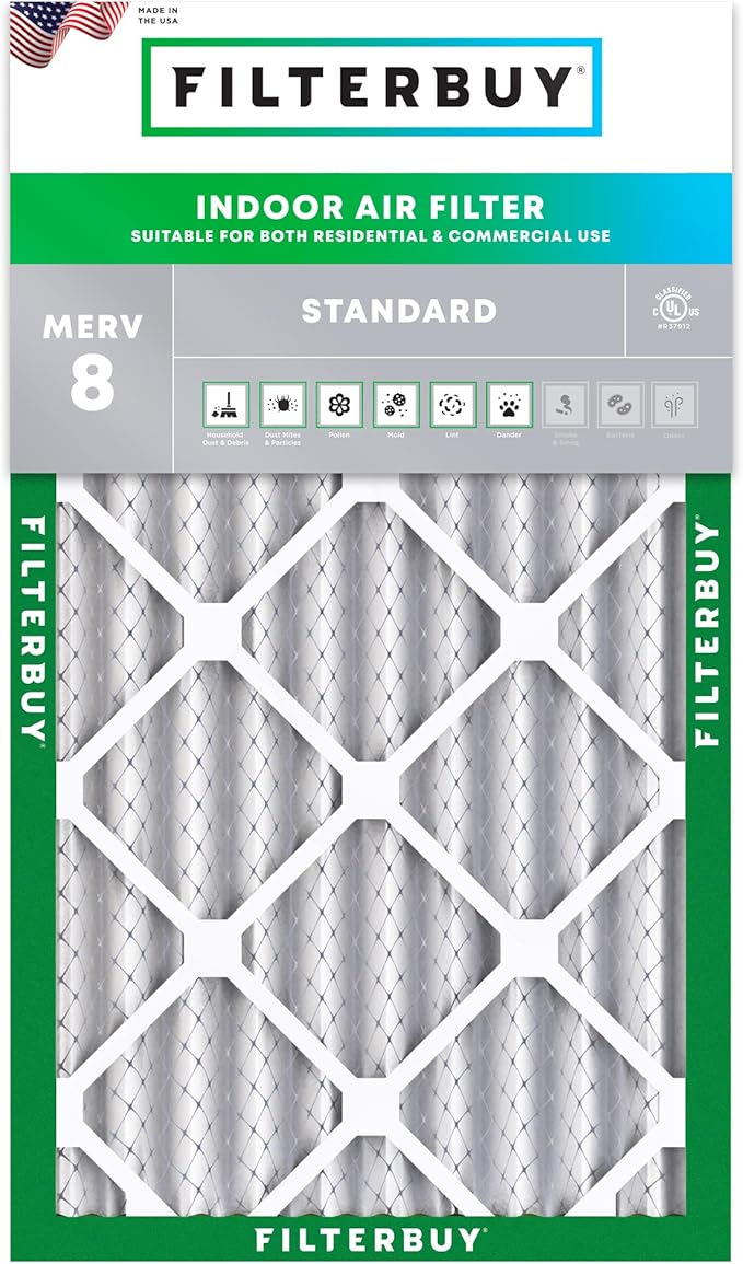 Filterbuy 16x24x4 Air Filter MERV 8 (MPR 700) Dust Defense Replacement (1-Pack), Electrostatic Pleated HVAC AC Furnace Filters, Made in USA (Actual Size: 15.38 x 23.38 x 3.63)