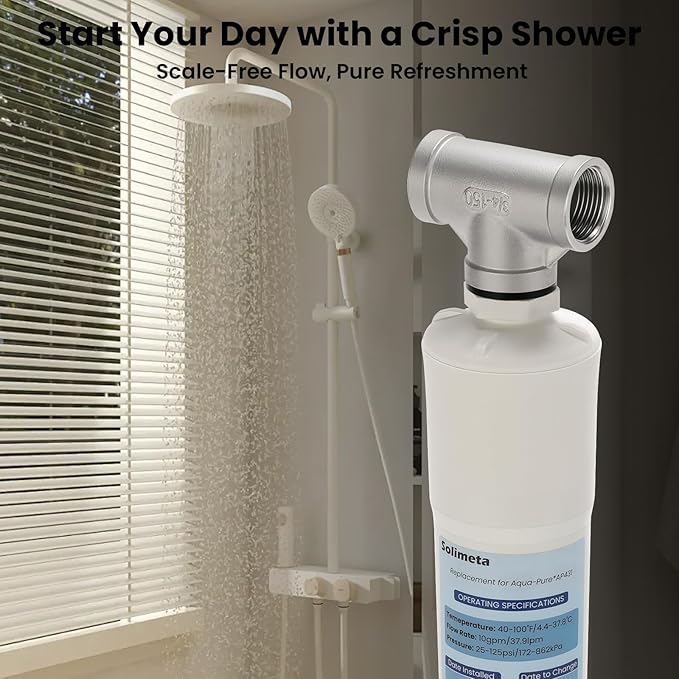 Solimeta Scale Inhibitor Filter Cartridge for 3M Aqua-Pure AP430SS/AP431, 3/4" NPT, 10 GPM Whole House Anti-Limescale, BPA-Free, Leak-Proof