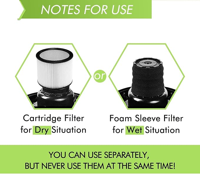 Replacement Filter Compatible with Shop-Vac 90304 90350 90333 90585, 2PCS Foam Sleeve, fits most Wet/Dry Vacuum Cleaners 5 Gallon and above