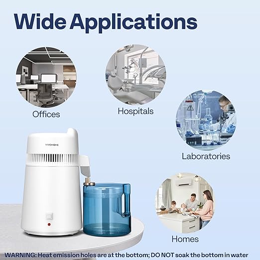VIVOHOME Water Distiller Countertop 1.6 Gallon/6L 900W Distilled Water Machine with Smart Switch Purifier Filter for Home Office, White