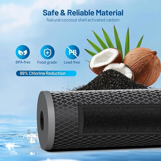 5 Micron 10" x 4.5" Whole House Activated CTO Carbon Block Water Filter Cartridge Replacement for WFHDC8001, CB-BB-10, FXHTC, FC15B, EP-BB, EPM-BB, CTO10BB, WCBFF975, CB-45-1005, CTO-F10B-5 (2 Pack)