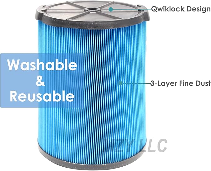 2 Pack VF5000 Replacement Filter for Ridgid for Shop Vac 6-20 Gallon Wet Dry Vacuums, 3 Layer Pleated Vacuum Filter Fits for WD1450 WD0970 WD1270 WD06700 WD1680 RV2400A