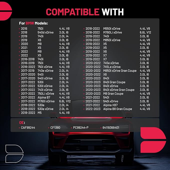 BDFHYK 1PC CAF99244 Cabin Air Filter with Activated Carbon Compatible with BMW X5, X6, X7, M5, M8, M8 Gran Coupe, 530e, 530i, 540i, 740i, 750i, 840i, 745e xDrive, 750i xDrive, Alpina B7, Alpina XB7