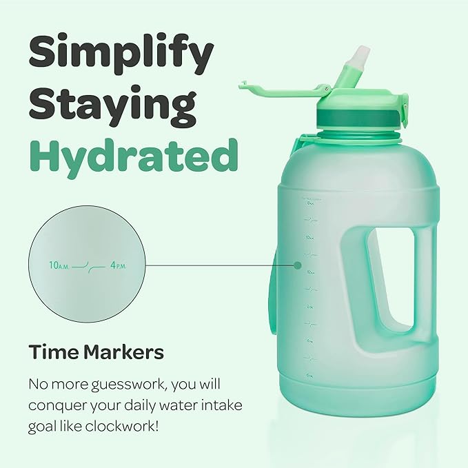 Hydracy Water Bottle with Time Marker -Large BPA Free Water Bottle & No Sweat Sleeve -Leak Proof Gym Bottle with Fruit Infuser Strainer & Times to Drink -Ideal for Fitness Sports & Outdoors