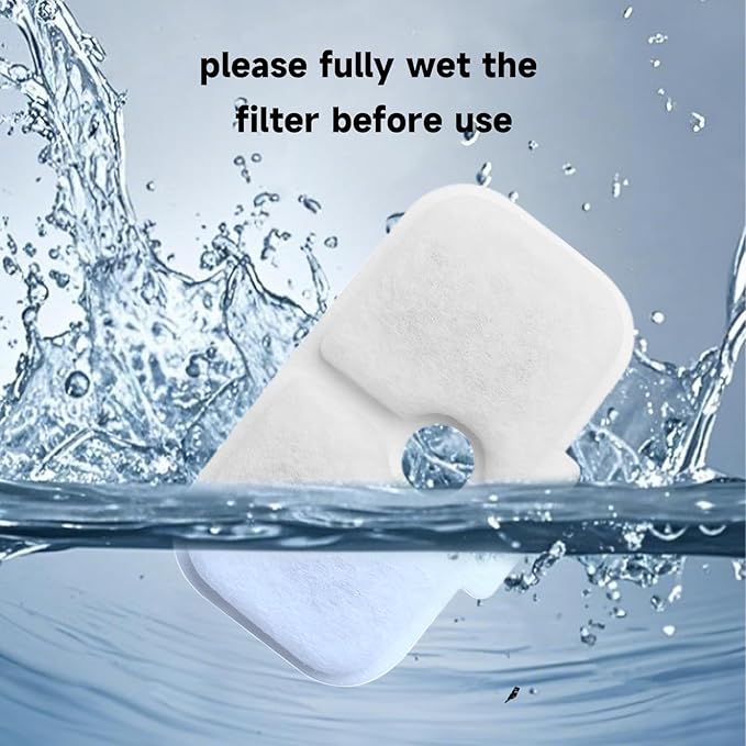 10-Pack Cat Fountain Filters Replacement for PETLIBRO Dockstream 2.5L/84oz | PLWF005 PLWF105 PLWF115 PLWF305 | Triple Filtration，Reduces Hair & Odor Effectively, 10 Pre-Filter Sponges, BPA-Free
