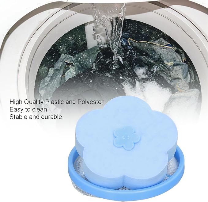 10Pcs Washing Machine Filter Bag, Reusable Washing Machine Floating Lint Mesh Bag Plum-Shaped Cleaning Mesh Bag Portable Washer Lint Catcher for Home(Blue)