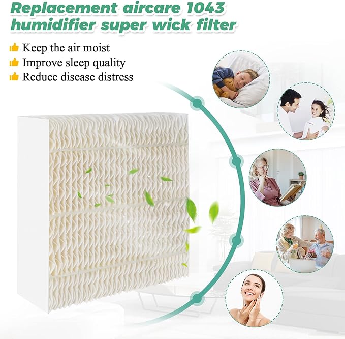 1043 Super Humidifier Wick Filter Replacement for Essick AirCare Evaporative Humidifiers Filter 1043 EP9500 EP9700 EP9800 831000 821000 826000 826800 and Bemis Space Saver 800 8000 Series by Techecook