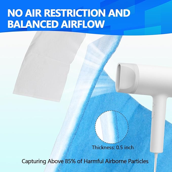 18" x 90" Air Vent Filters, Cut to Fit Air Filter (55+ Filters), MERV 8 Triple Vent Filter for Home Floor, Ceiling, RV, HVAC Furnace Vents, With Adhesive Hook Tape and Installation Tape