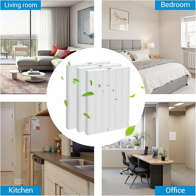 116130 Replacement Filter H Compatible with Winix 5500-2/ AM80 Air Purifiers, 12.6" L x 16.3" H x 1" Th, 3 Pack (White)