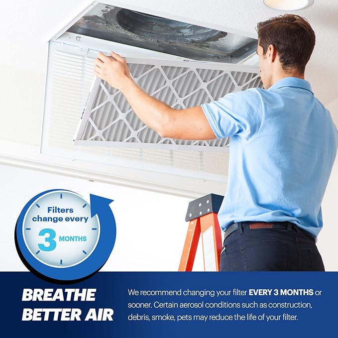 BNX TruFilter 16x20x1 Air Filter MERV 13 (6-Pack) - MADE IN USA - Electrostatic Pleated Air Conditioner HVAC AC Furnace Filters for Allergies, Pollen, Mold, Bacteria, Smoke, Allergen, MPR 1900 FPR 10