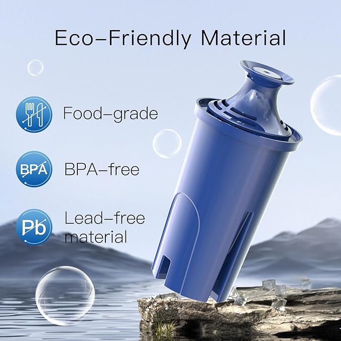 Replacement Alkaline Filters for All Brita® Pitchers and Dispensers, Fits Brita® Classic OB03, Mavea® 107007, and More, NSF/ANSI 42 Certified, Last Up to 2 Months or 40 Gallons (Pack of 2)