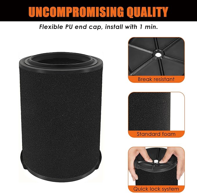 Universal Filters Replaces CMXZVBE38778 CMXZVBE38773 Craftsman Wet Application Filter, Replaces # 9-38751, Fits 5-20 Gallon Shop Vacuums1988+,with Foam Sleeve-2 Pack